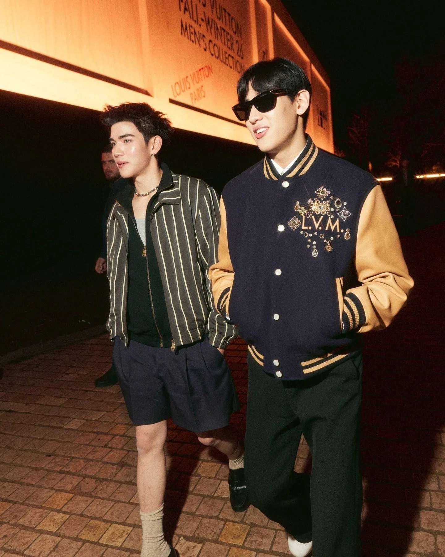 Louis Vuitton/Louis Vuitton colored diamond logo embroidered letters baseball jacket